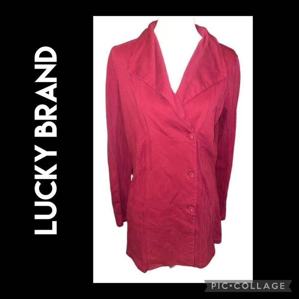 Lucky Brand Lucky Lotus M Daryn Wrap Jacket Cardigan Sweater Burgundy L-EUC